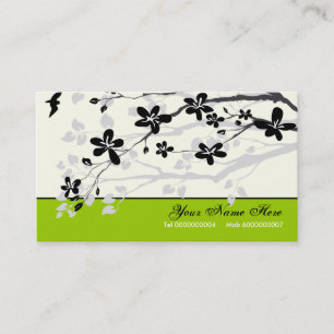 Carte De Visite Fleurs Magnolia noir gris floral