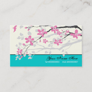 Carte De Visite Fleurs Magnolia rose, floral turquoise