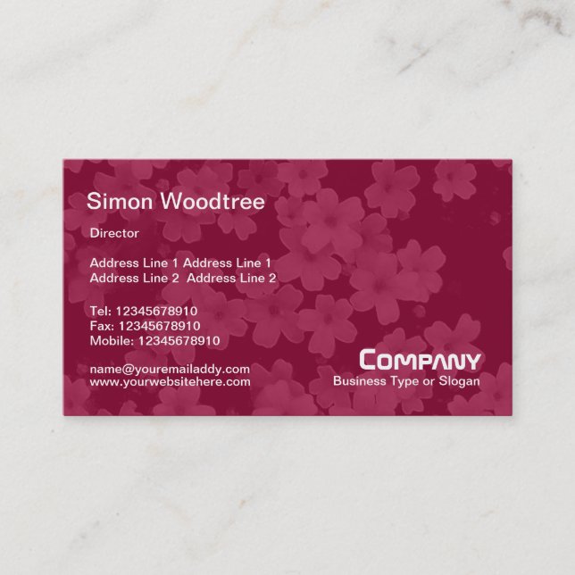 Carte De Visite Fleurs - Maroon Crimson (Devant)