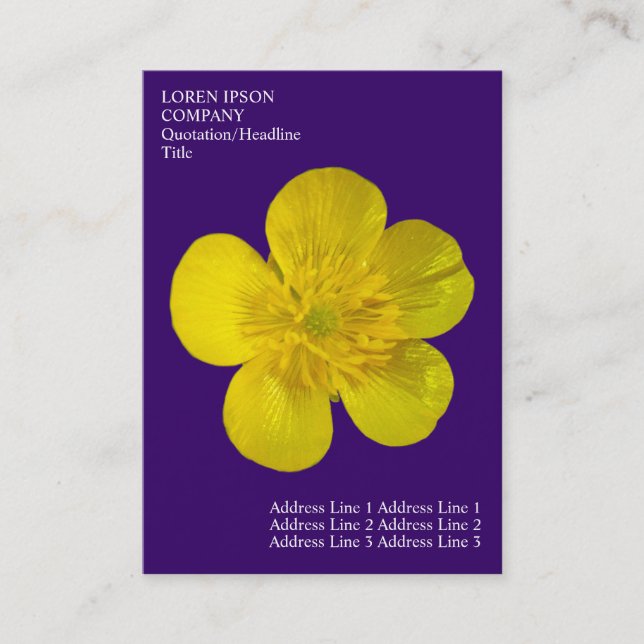Carte De Visite Fleurs minimales - Beurre - Violet profond (Devant)