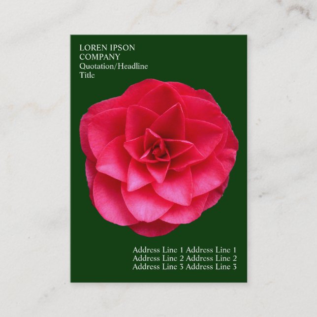 Carte De Visite Fleurs minimales - Camélie rouge - Vert profond (Devant)