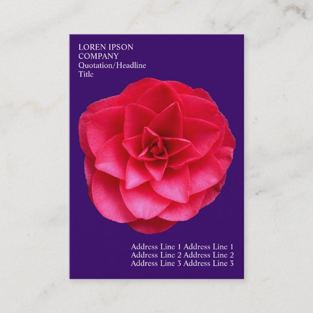 Carte De Visite Fleurs minimales - Camélie rouge - Violet profond (Devant)