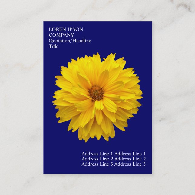 Carte De Visite Fleurs minimales - Chrysanthème - Bleu profond (Devant)