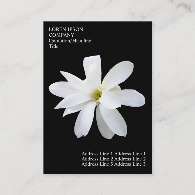 Carte De Visite Fleurs minimales - Magnolia - Noir (Devant)