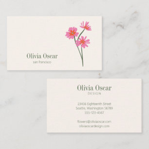 Carte De Visite Fleurs minimalistes modernes Floral rose vert