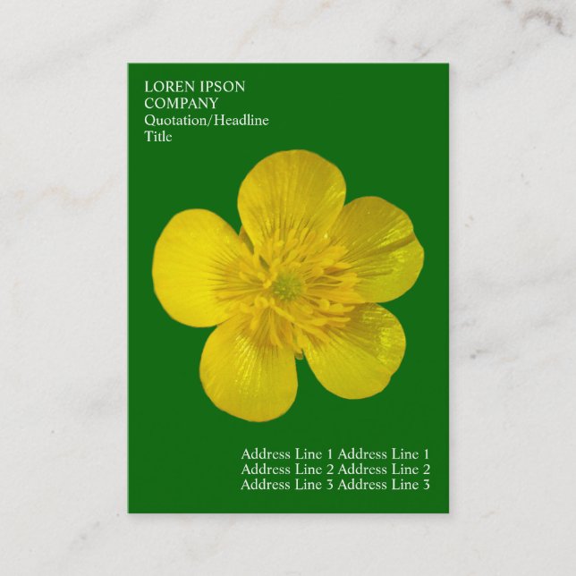 Carte De Visite Fleurs Minimals - Bouton d'or - Vert Herbe Profond (Devant)