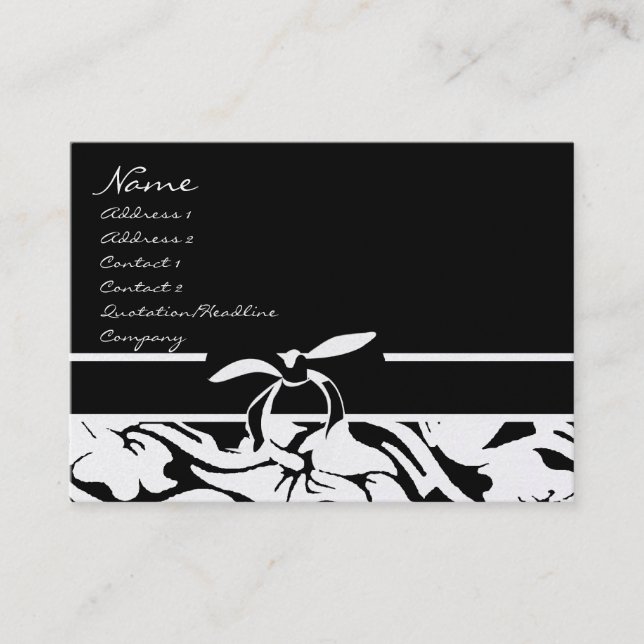 Carte De Visite Fleurs noir et blanc (Devant)