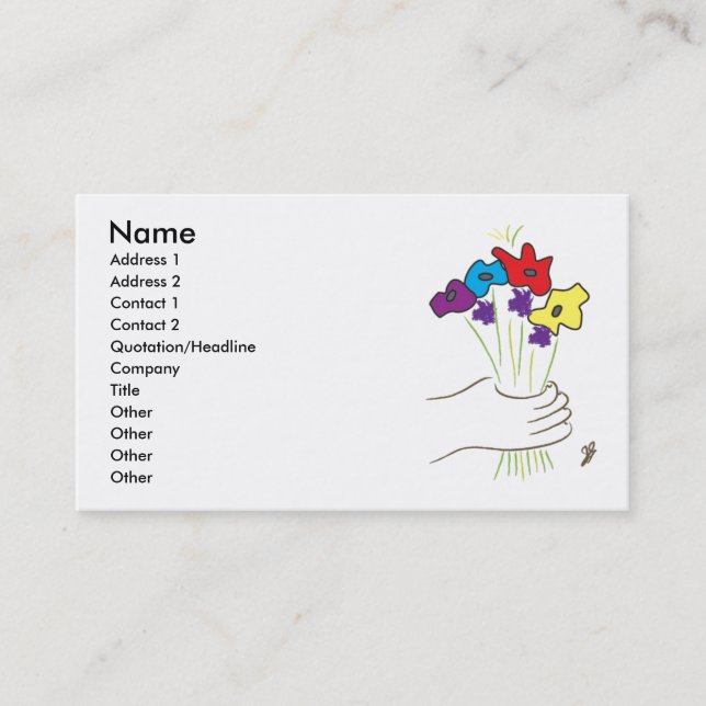 Carte De Visite Fleurs, nom, adresse 1, adresse 2, contact 1,… (Devant)
