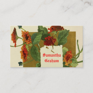 Carte De Visite Fleurs orange rouge vintage fleurs personnalisées