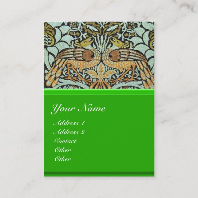CARTE DE VISITE FLEURS, PAONS ET DRAGONS MONOGRAMME (Devant)