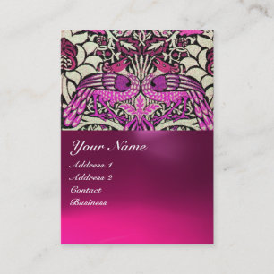 CARTE DE VISITE FLEURS, PAONS ET DRAGONS MONOGRAMME