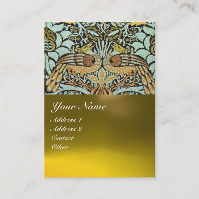 CARTE DE VISITE FLEURS, PAONS ET DRAGONS MONOGRAMME (Devant)