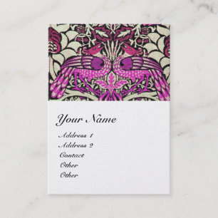 Carte De Visite FLEURS, PAONS ET DRAGONS MONOGRAMME perle