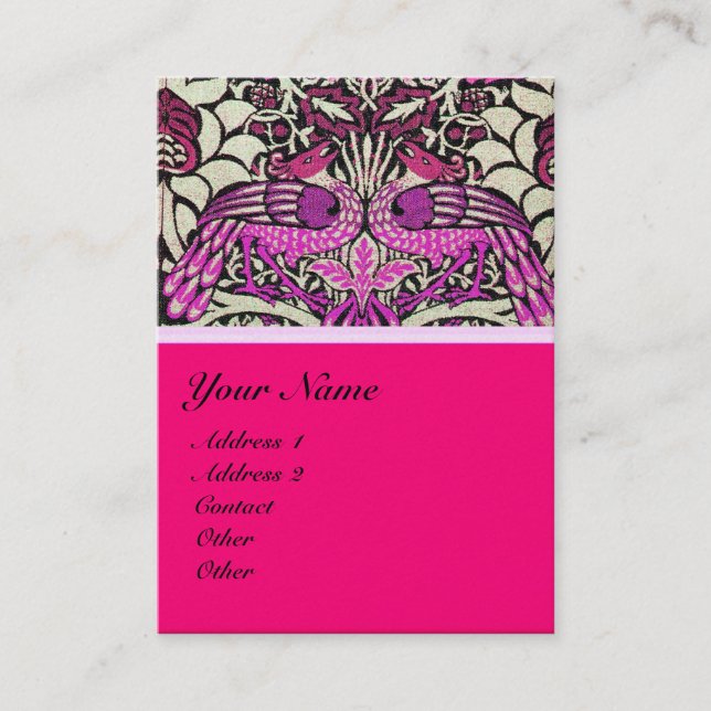 Carte De Visite FLEURS, PEACOCKS ET DRAGONS MONOGRAMME perle (Devant)