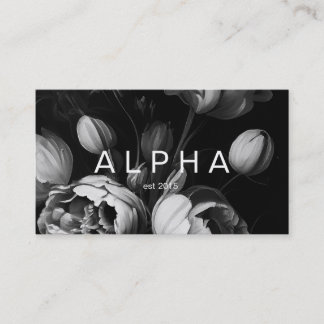 Carte De Visite Fleurs peintes Abstraites modernes en noir et blan