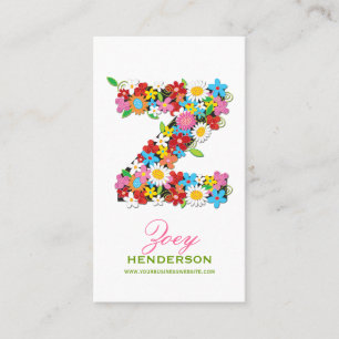 Carte De Visite Fleurs printanières fantaisistes colorées Monogram