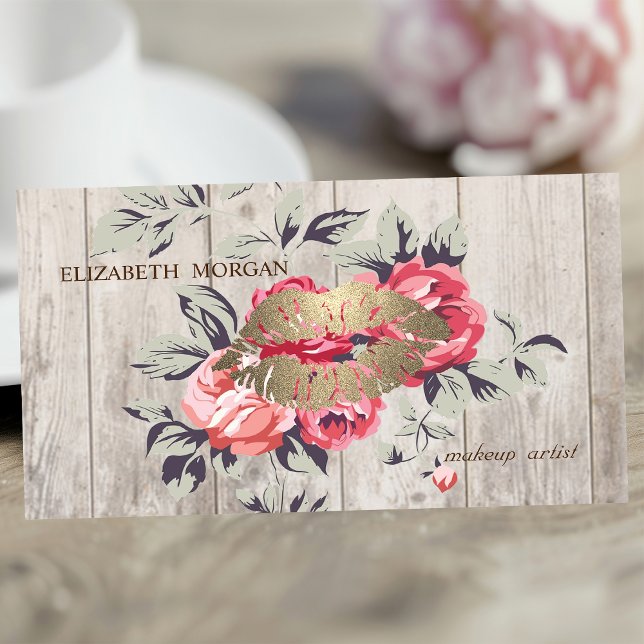 Carte De Visite Fleurs Professionnelles Romantiques , Lèvres, Text (Créateur téléchargé)