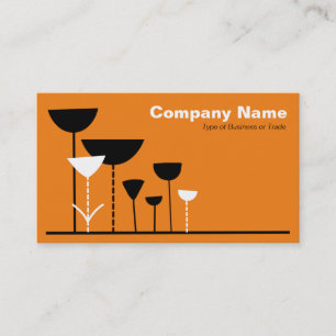 Carte De Visite Fleurs rétro v2 - Orange