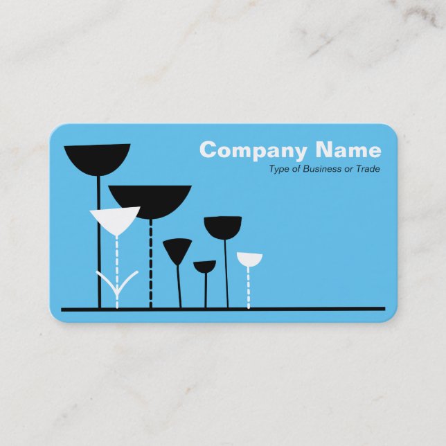 Carte De Visite Fleurs rétro v2 - Sky Blue (Devant)