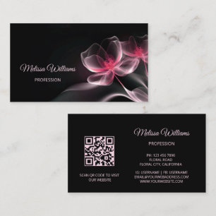 Carte De Visite Fleurs rose brillantes Noir