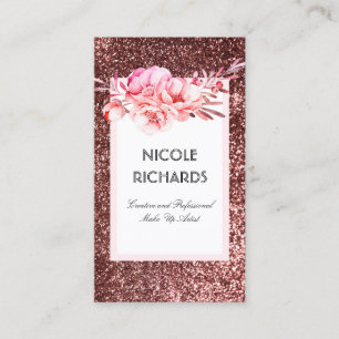 Carte De Visite Fleurs roses de parties scintillantes et