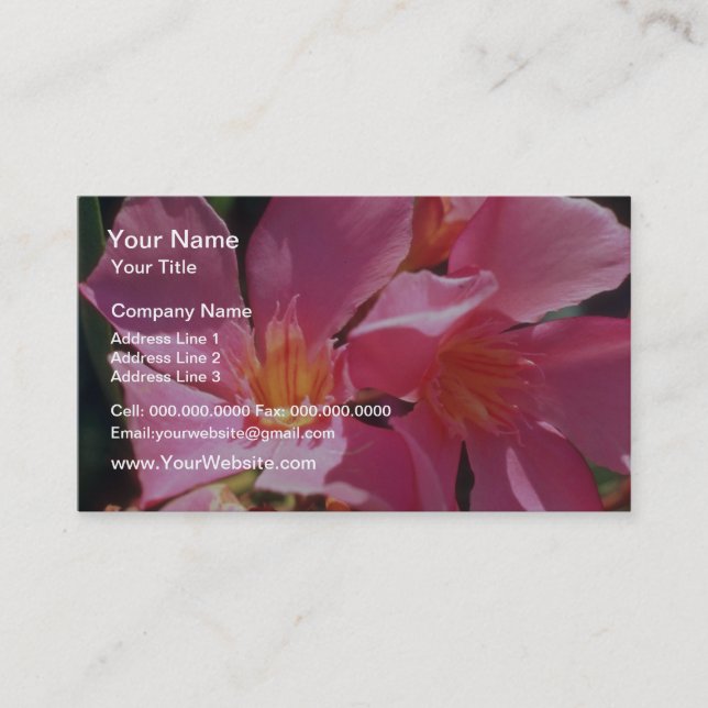 Carte De Visite Fleurs roses d'oléandre de Nerium (Devant)