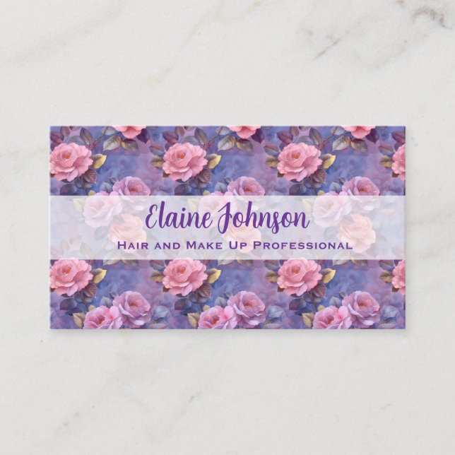 Carte De Visite Fleurs roses et violettes  (Devant)