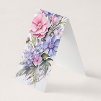 Carte De Visite Fleurs roses et violettes Plier Signet signet