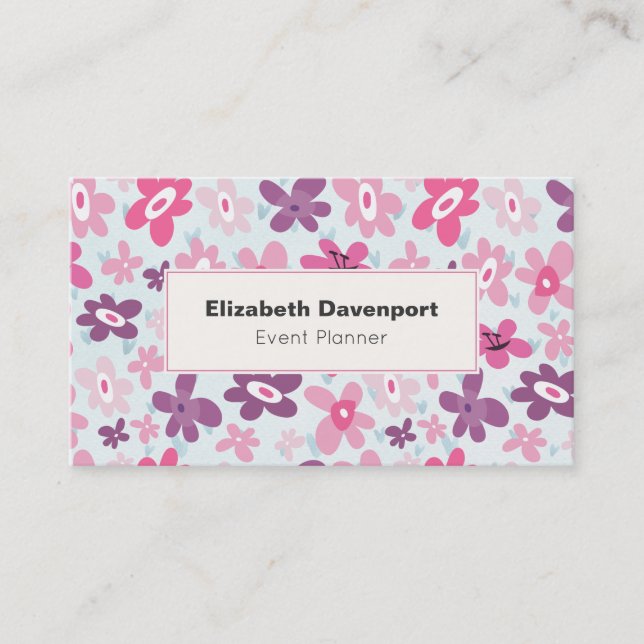 Carte De Visite Fleurs roses mignonnes Motif Whimsical (Devant)