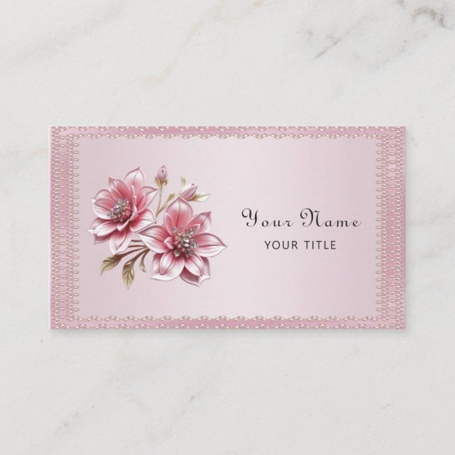 Carte de visite Fleurs roses modernes (Devant)