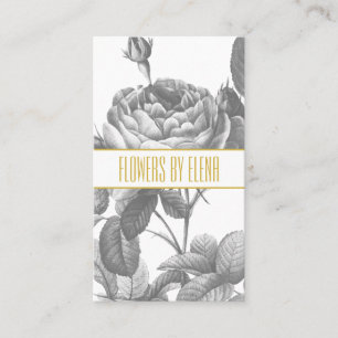 Carte De Visite Fleurs roses noires et blanches victoriennes chic 