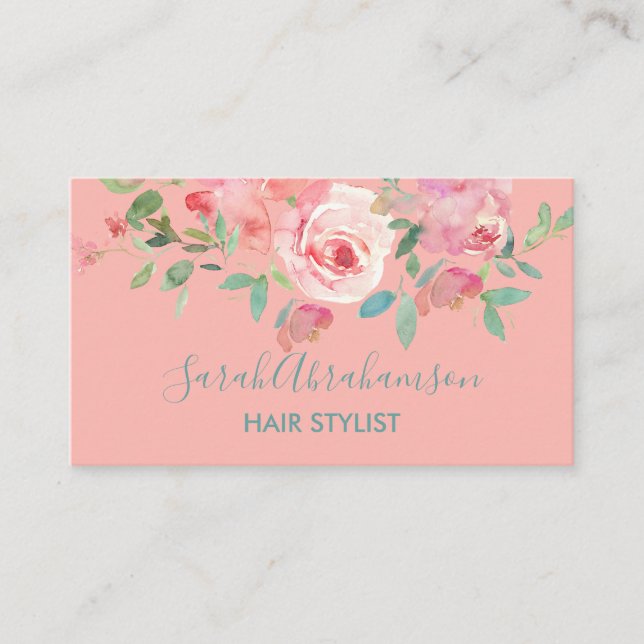 Carte de visite Fleurs roses Pink Poenies (Devant)