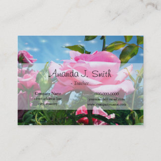 Carte De Visite Fleurs roses roses magnifiques dans le ciel bleu p