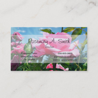 Carte De Visite Fleurs roses roses magnifiques dans le ciel bleu p