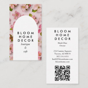 Carte De Visite Fleurs roses uniques Photographie QR Code Arch
