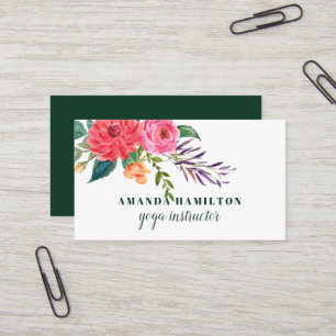 Carte De Visite Fleurs rouges violets de sauce en fleurs Aquarelle
