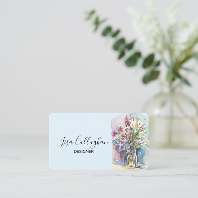 Carte De Visite Fleurs sauvages blanches et jaunes (Debout devant)