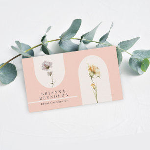 Carte De Visite Fleurs sauvages Boho modernes simples sur Rose dou