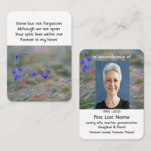 Carte De Visite Fleurs sauvages de Cornflower Memorial Poche Keeps
