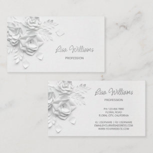 Carte De Visite Fleurs simples 3D blanches