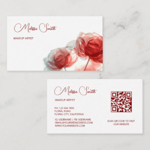 Carte De Visite Fleurs transparentes rouges