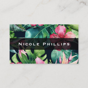 Carte De Visite Fleurs tropicales d'hibiscus feuilles Hawaï Tropiq