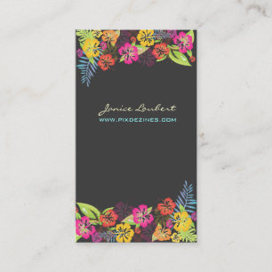 Carte De Visite Fleurs tropicales/hibiscus rétro gras