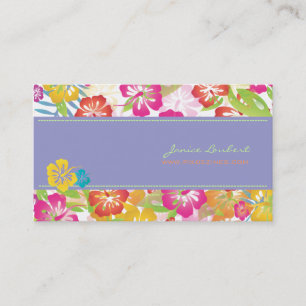 CARTE DE VISITE FLEURS TROPICALES RÉTRO, HIBISCUS