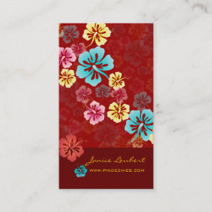 CARTE DE VISITE FLEURS TROPICALES RÉTRO, HIBISCUS