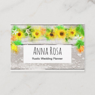 Carte De Visite Fleurs Vintage rustique Vieux Fleurs de soleil en