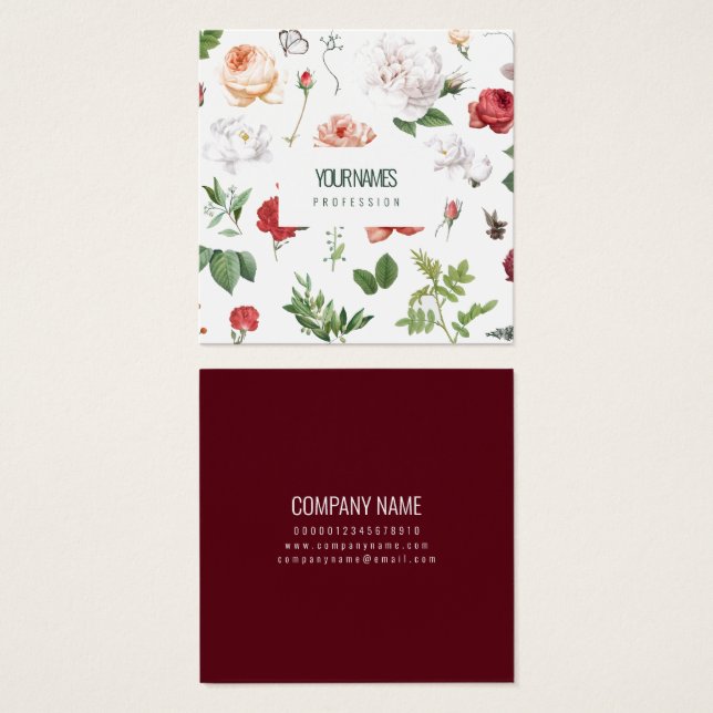 CARTE DE VISITE : "FLEURS VINTAGES" (Devant & derrière)