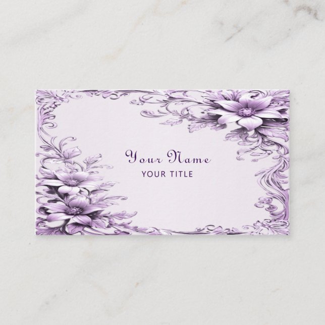 Carte de visite Fleurs Violettes Élégantes (Devant)
