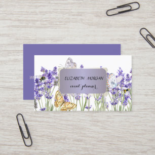 Carte De Visite Fleurs Violettes Élégantes de Jardin Professionnel