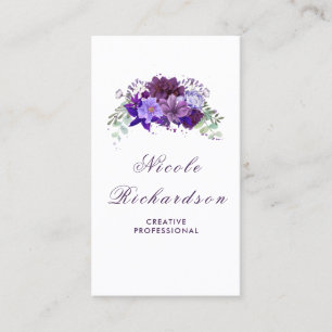 Carte De Visite Fleurs violettes et prunes élégantes et élégantes